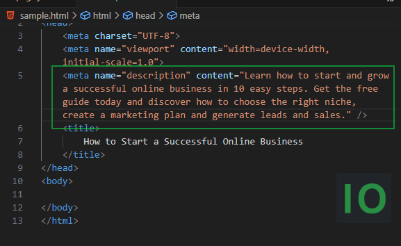 This is an example of a good meta description for an online business that gets user clicks